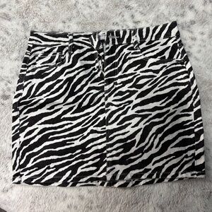 Y2K Garage Zebra Print Mini Denim Skirt size MED